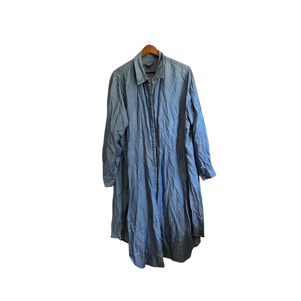 Chelsea & Theodore Shirt Dress Womens 2X Blue Excellent Tencel Lyocell Midi